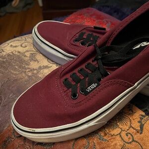Vans Deep Red Canvas Sneakers.  Size 6.5 Men’s 8 Women
